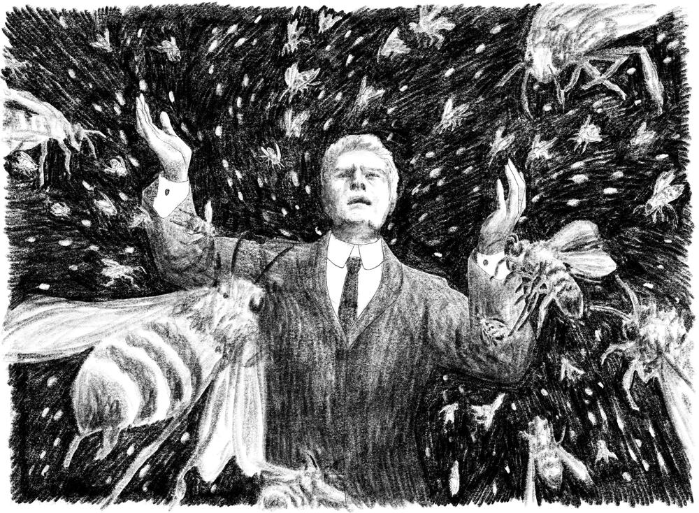 Drawing of Winghed-Sheen 2023 - Murdoch Mysteries S17, Toronto Canada Illustrator for Film, TV, Publishing. copyright=This artwork and content are ©oliviasementsova and may not be used for AI training or dataset creation.